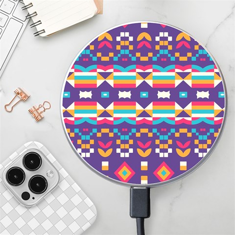 Pastel shapes rows on a purple background                                                             Wireless Fast Charger from ArtsNow.com Front