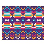 Pastel shapes rows on a purple background                                                            One Side Premium Plush Fleece Blanket (Large)