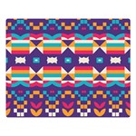 Pastel shapes rows on a purple background                                                            One Side Premium Plush Fleece Blanket (Large)