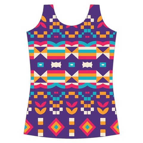 Pastel shapes rows on a purple background                                                                  Criss cross Back Tank Top from ArtsNow.com Front