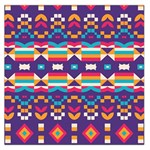 Pastel shapes rows on a purple background                                                                   Satin Scarf