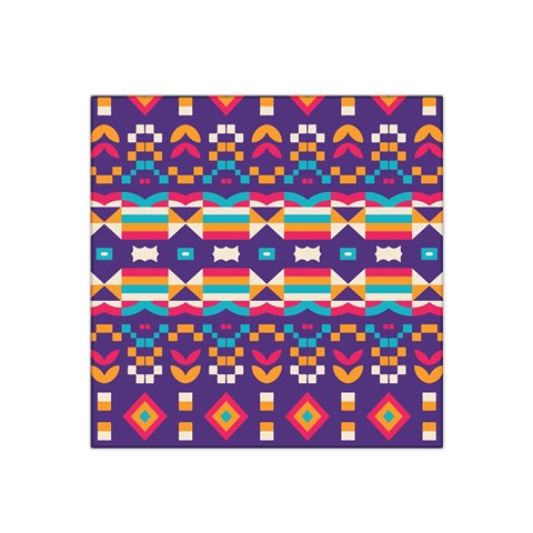 Pastel shapes rows on a purple background                                                                   Satin Bandana Scarf from ArtsNow.com Front