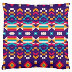 Pastel shapes rows on a purple background                                                                  Standard Flano Cushion Case (Two Sides) from ArtsNow.com Back
