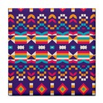 Pastel shapes rows on a purple background                                                                   Tile Coaster