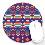 Pastel shapes rows on a purple background                                                                   Round Mousepad