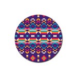 Pastel shapes rows on a purple background                                                                   Rubber Round Coaster (4 pack)