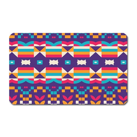 Pastel shapes rows on a purple background                                                                   Magnet (Rectangular) from ArtsNow.com Front