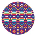 Pastel shapes rows on a purple background                                                                   Magnet 5  (Round)