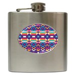 Pastel shapes rows on a purple background                                                                   Hip Flask (6 oz)