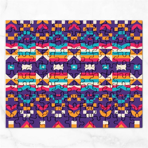 Pastel shapes rows on a purple background                                                                   Jigsaw Puzzle (Rectangular) from ArtsNow.com Front