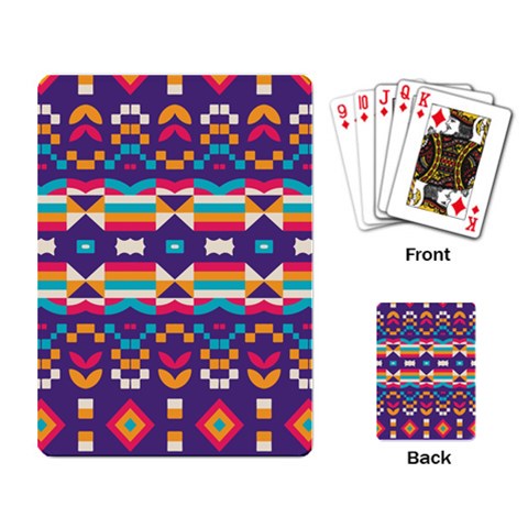 Pastel shapes rows on a purple background                                                                   Playing Cards Single Design from ArtsNow.com Back
