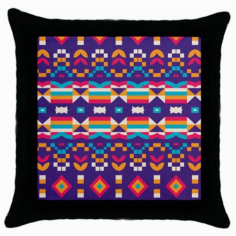 Pastel shapes rows on a purple background                                                                   Throw Pillow Case (Black) from ArtsNow.com Front