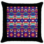 Pastel shapes rows on a purple background                                                                   Throw Pillow Case (Black)