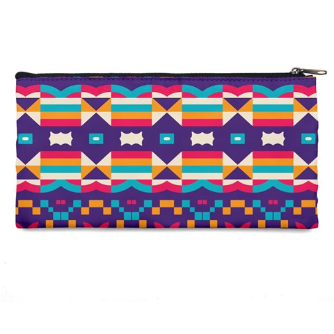 Pastel shapes rows on a purple background                                                                  Pencil Case from ArtsNow.com Back