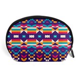 Pastel shapes rows on a purple background                                                                   Accessory Pouch