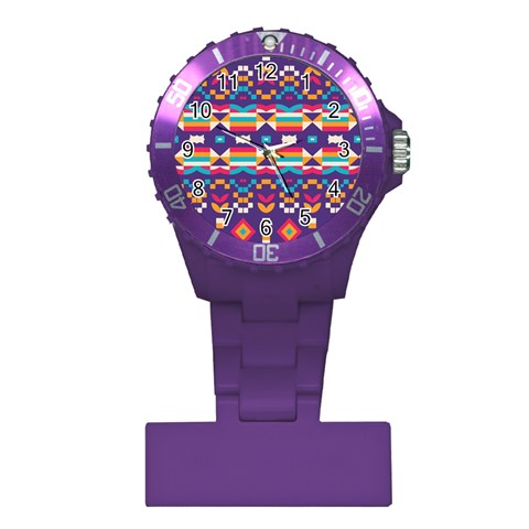 Pastel shapes rows on a purple background                                                                   Nurses Watch from ArtsNow.com Front