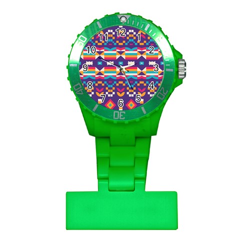 Pastel shapes rows on a purple background                                                                   Nurses Watch from ArtsNow.com Front