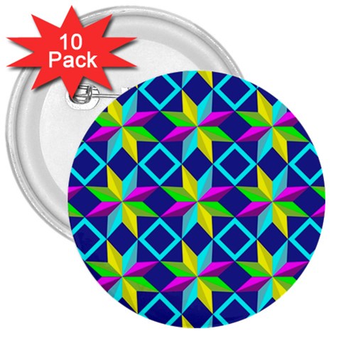 Colorful stars pattern                                                                     3  Button (10 pack) from ArtsNow.com Front