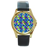 Colorful stars pattern                                                                     Round Gold Metal Watch