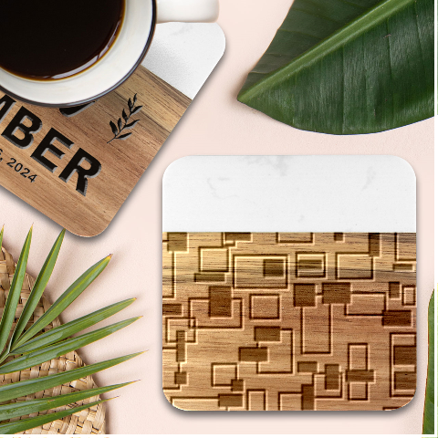Colorful rectangles                                                              Marble Wood Coaster (Square) from ArtsNow.com Front
