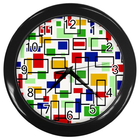 Colorful rectangles                                                                      Wall Clock (Black) from ArtsNow.com Front