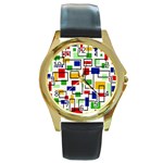 Colorful rectangles                                                                      Round Gold Metal Watch