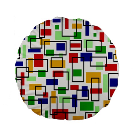 Colorful rectangles                                                                     Standard 15  Premium Flano Round Cushion from ArtsNow.com Front