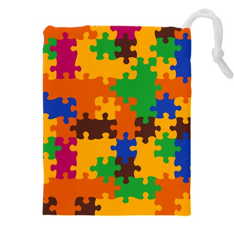 Retro colors puzzle pieces                                                                    Drawstring Pouch (5XL) from ArtsNow.com Front