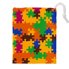 Retro colors puzzle pieces                                                                    Drawstring Pouch (5XL) from ArtsNow.com Front