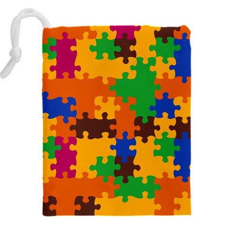 Retro colors puzzle pieces                                                                    Drawstring Pouch (5XL) from ArtsNow.com Back