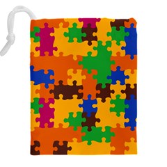 Retro colors puzzle pieces                                                                    Drawstring Pouch (5XL) from ArtsNow.com Back