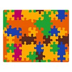 Retro colors puzzle pieces                                                                 One Side Premium Plush Fleece Blanket (Large)