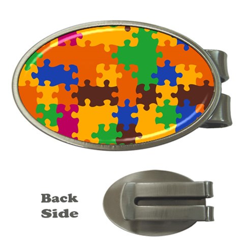 Retro colors puzzle pieces                                                                        Money Clip (Oval) from ArtsNow.com Front