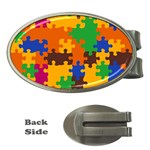 Retro colors puzzle pieces                                                                        Money Clip (Oval)