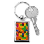 Retro colors puzzle pieces                                                                        Key Chain (Rectangle)