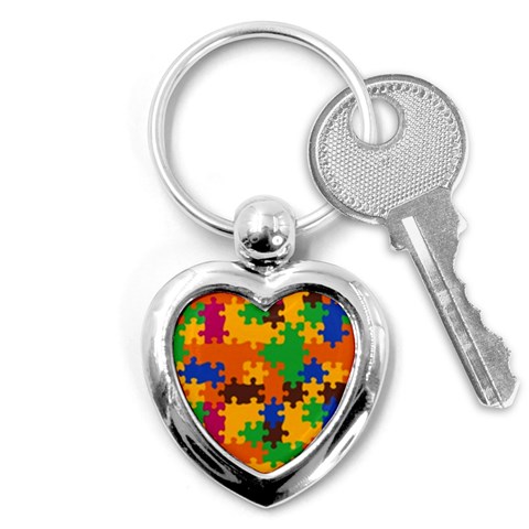 Retro colors puzzle pieces                                                                        Key Chain (Heart) from ArtsNow.com Front
