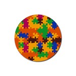 Retro colors puzzle pieces                                                                        Rubber Round Coaster (4 pack)