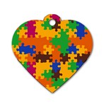 Retro colors puzzle pieces                                                                        Dog Tag Heart (One Side)