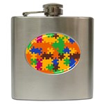 Retro colors puzzle pieces                                                                        Hip Flask (6 oz)