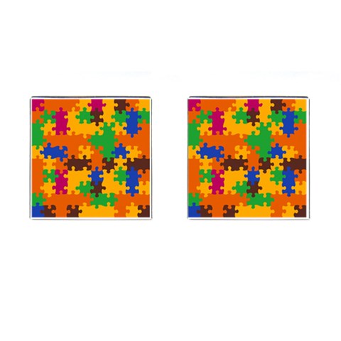 Retro colors puzzle pieces                                                                        Cufflinks (Square) from ArtsNow.com Front(Pair)