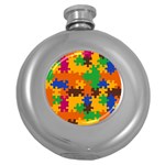 Retro colors puzzle pieces                                                                        Hip Flask (5 oz)