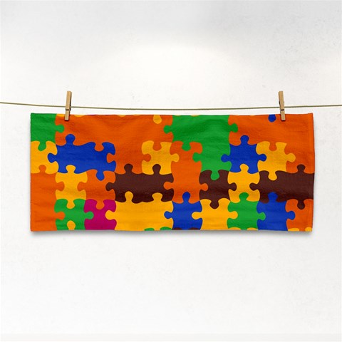Retro colors puzzle pieces                                                                        Hand Towel from ArtsNow.com Front