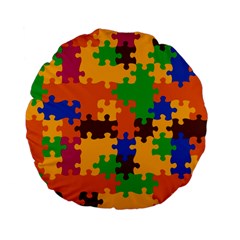 Retro colors puzzle pieces                                                                       Standard 15  Premium Flano Round Cushion from ArtsNow.com Front