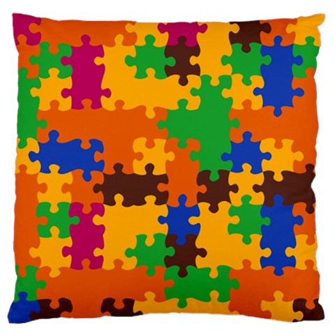 Retro colors puzzle pieces                                                                       Large Flano Cushion Case (Two Sides) from ArtsNow.com Front