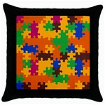 Retro colors puzzle pieces                                                                        Throw Pillow Case (Black)