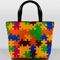 Retro colors puzzle pieces                                                                        Bucket Bag from ArtsNow.com Front