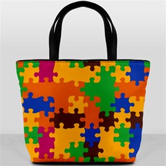 Retro colors puzzle pieces                                                                        Bucket Bag from ArtsNow.com Back