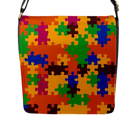 Retro colors puzzle pieces                                                                        Flap Closure Messenger Bag (L) from ArtsNow.com Front