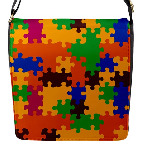Retro colors puzzle pieces                                                                        Flap Closure Messenger Bag (S) from ArtsNow.com Front