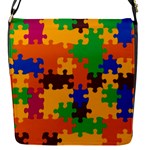 Retro colors puzzle pieces                                                                        Flap Closure Messenger Bag (S)